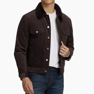 Theory Neil Shearling Collar Corduroy Jacket Mink Brown